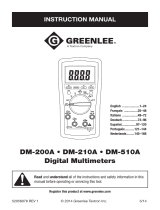 Greenlee DM-200A, DM-210A, DM-510A Multimeters (Europe) Scheda dati