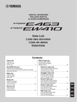 Yamaha PSR-E463 Scheda dati