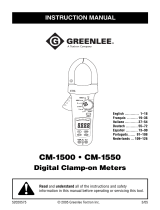 Greenlee CM-1500, CM-1550 Clamp-on Meter, AC/DC (Europe) Manuale utente