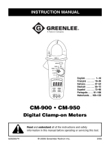 Greenlee CM-900, CM-950 Clamp-on Meter, AC/DC (Europe) Manuale utente