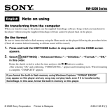 Sony NW-S205FBLACK - Network Walkman Notes On Usage