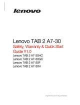 Lenovo TAB 2 A7-30H Safety, Warranty & Quick Start Manual