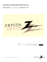 Zenith HealthView H20E50DT Installation And Operating Manual, Warranty