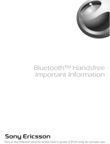 Sony Ericsson BLUETOOTH HANDSFREE Manuale del proprietario