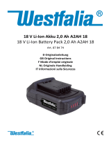 Westfalia 878474 18V Li Ion Battery Pack 2.0 Ah A2AH 18 Istruzioni per l'uso