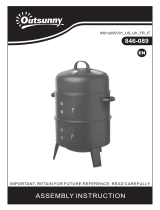 Outsunny846-089 3 In 1 Charcoal BBQ Grill