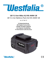 Westfalia 878475 18V Li Ion Battery Pack Istruzioni per l'uso